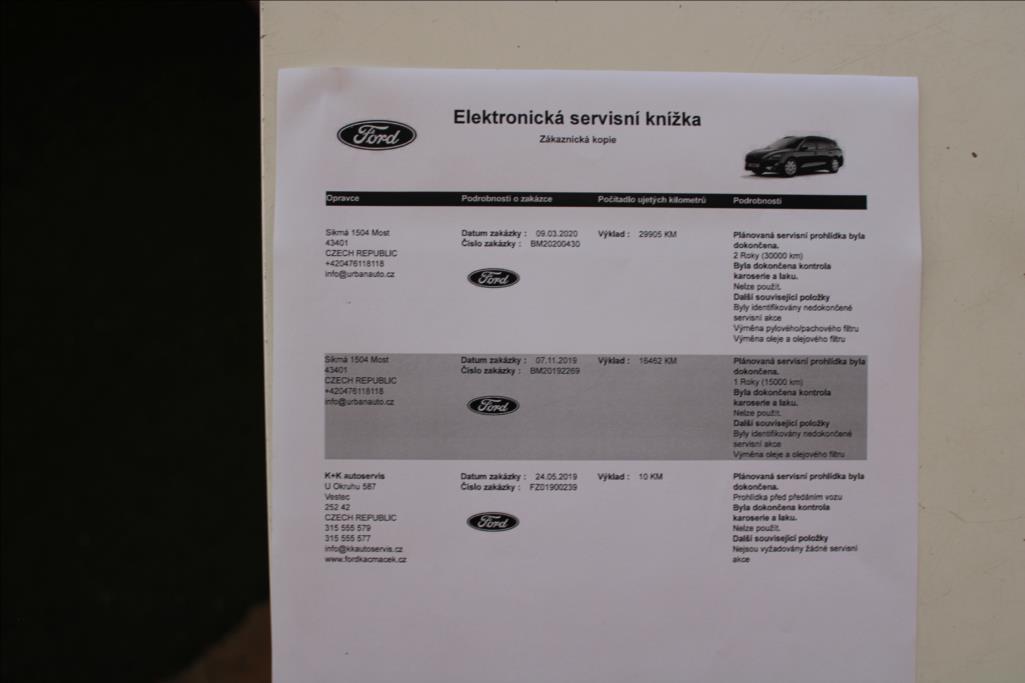 2019 – Ford Focus – 1,5 TDCi  SERVISKA, ČR